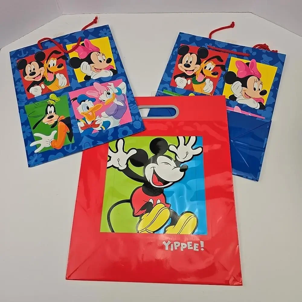 ☆Rare☆ Vintage Lot of 3 Disney Hallmark Expressions Mickey Mouse Gift Bag New